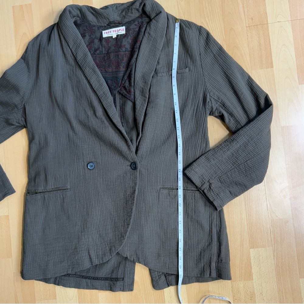 Free People Rowan Blazer Army Green Large Preppy Fall Boho - Picture 13 of 15